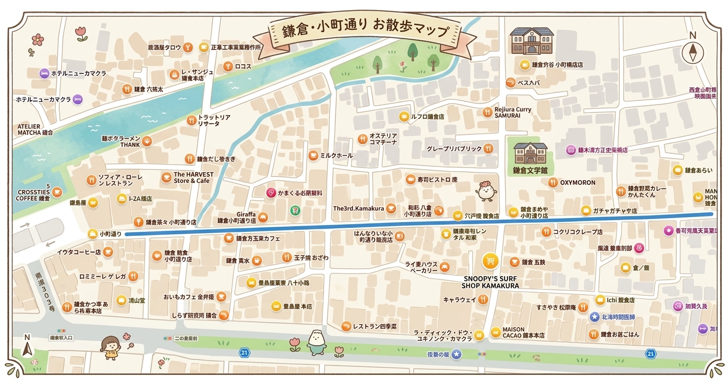鎌倉・小町通りお散歩マップ